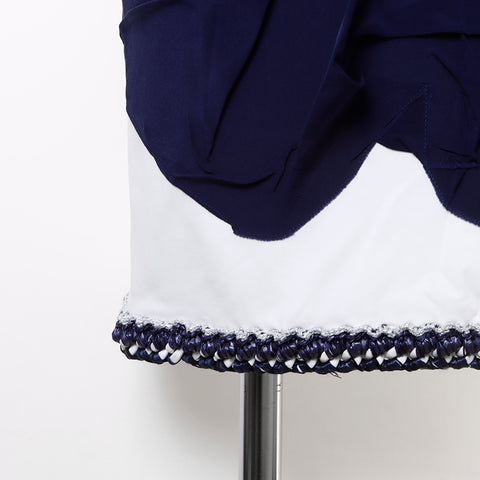 Chanel CHANEL Sleeveless Dress Silk Navy x White WS5074