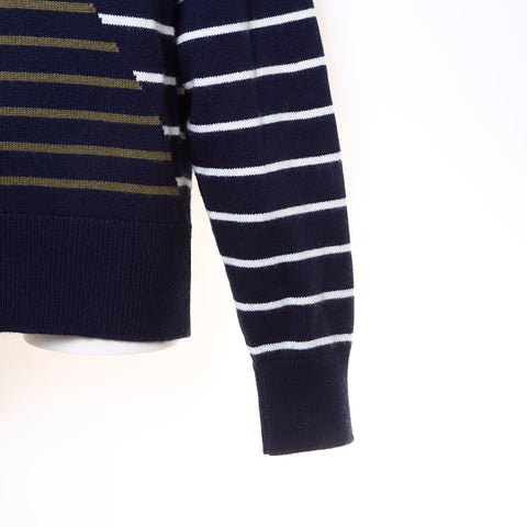 CHANEL COCO Mark border knit cashmere Navy WS5077