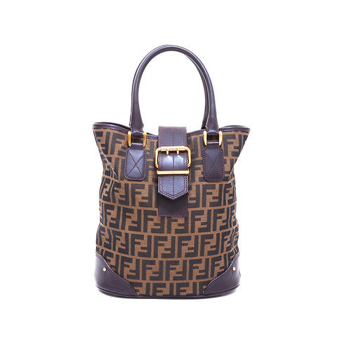 フェンディ FENDI キャンバス バケット ショルダーバッグ ブラウン WS5110