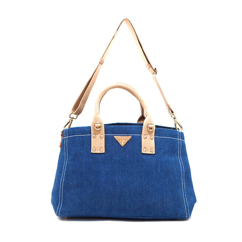 プラダ PRADA デニム 2way トートバッグ ブルー WS5113