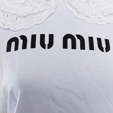 ミュウ ミュウ Miu Miu Size:XS　襟レース 半袖Ｔシャツ ホワイト WS5131