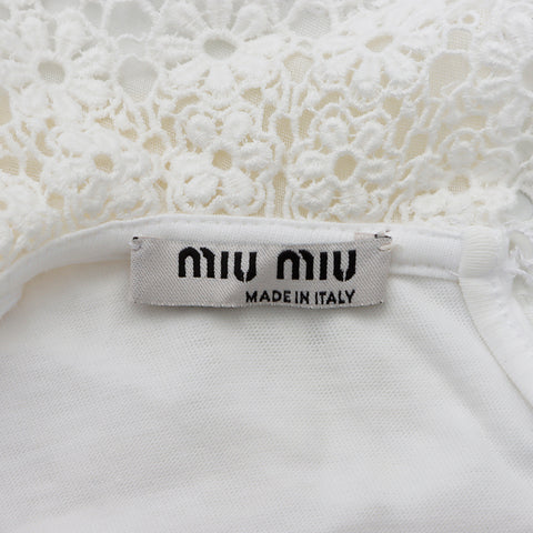 ミュウ ミュウ Miu Miu Size:XS　襟レース 半袖Ｔシャツ ホワイト WS5131