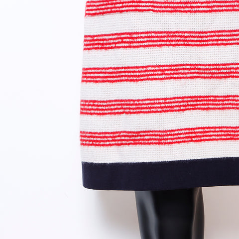 Chanel Size:42 Border knit cashmere dress white red WS5133