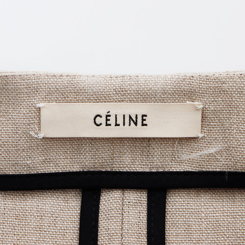 セリーヌ CELINE Size:34 ミドル ペンシル リネン スカート ベージュ WS5143