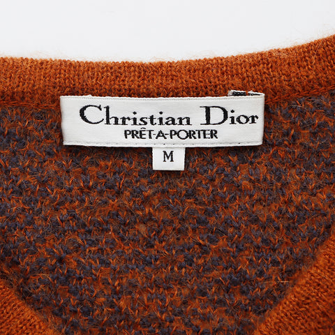 クリスチャンディオール Christian Dior Size:M 総柄 リボン セーター ブラウン WS5146