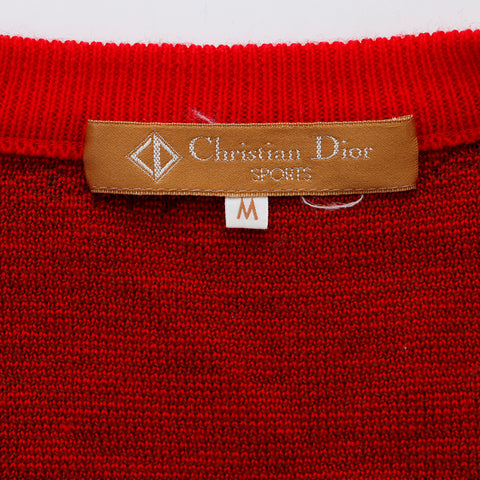 クリスチャンディオール Christian Dior Size:M 総柄 Vネック ニット レッド WS5148