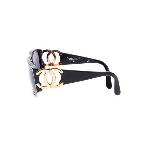 Chanel Coco Mark Gold Metall Sonnenbrille andere Accessoires Schwarz WS5175