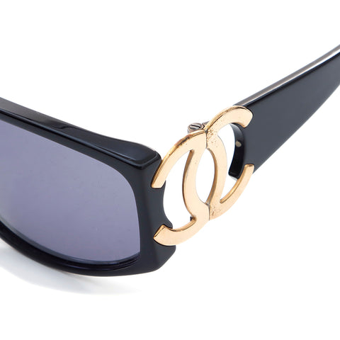 Chanel Coco Mark Gold Metall Sonnenbrille andere Accessoires Schwarz WS5175