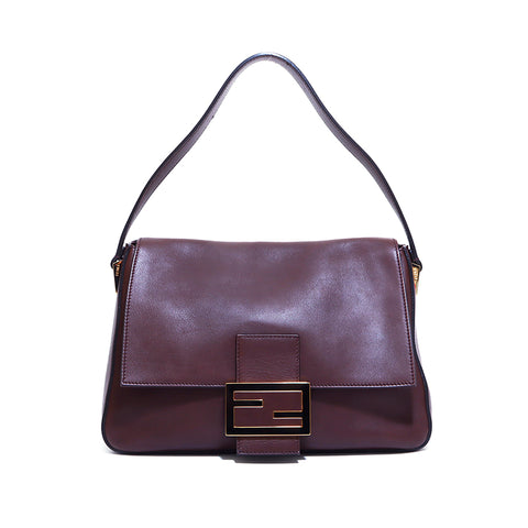 Fendi Leather Big Mamma Faguette肩带棕色WS5183