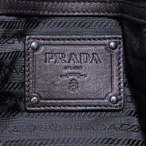 プラダ PRADA レザー ギャザー ハンドバッグ ブラウン WS5189