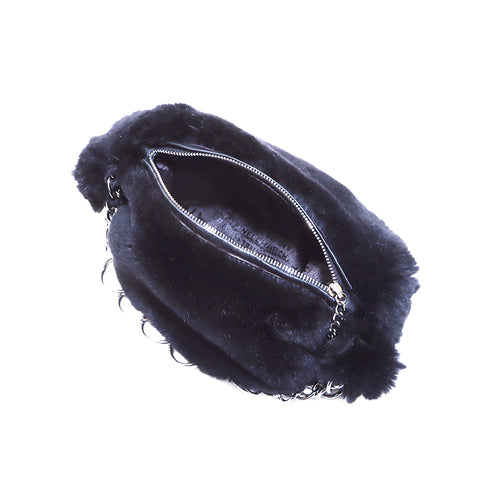 Chanel Coco Mark Fell Nr. 7 Umhängetasche Schwarz WS5204