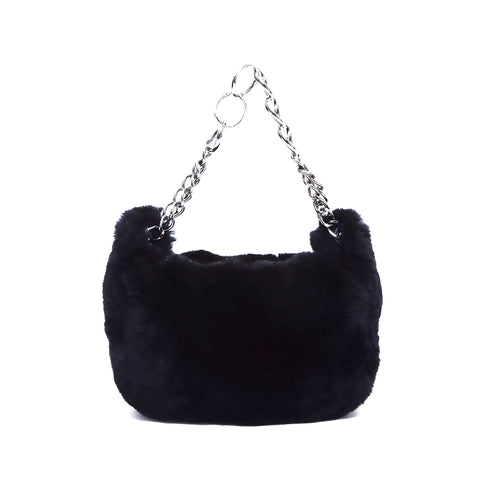 Chanel Coco Mark Fell Nr. 7 Umhängetasche Schwarz WS5204