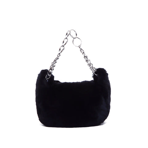 Chanel Coco Mark Fell Nr. 7 Umhängetasche Schwarz WS5204