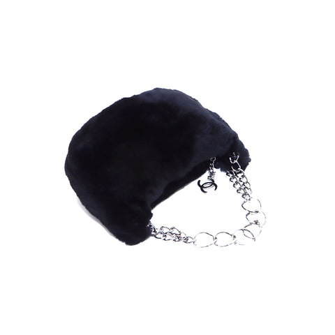 Chanel Coco Mark Fell Nr. 7 Umhängetasche Schwarz WS5204