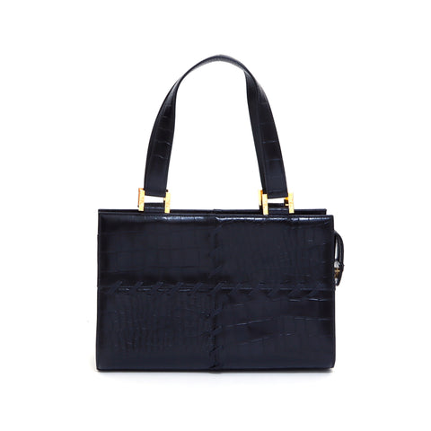 Yves Saint Laurent Yves Saint Laurent Crocodile浮雕手提包黑色WS5219