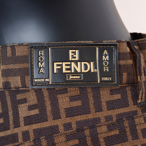 フェンディ FENDI ズッカ スキニー 総柄 29INC パンツ ブラウン WS5230