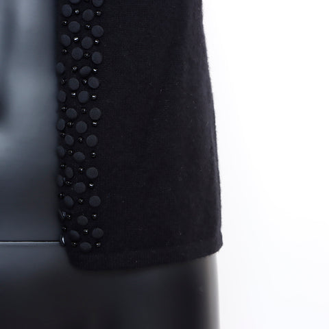 Céline en cachemire à manches courtes tricot m pull noir ws5232