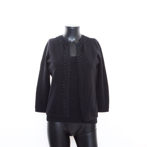 Céline en cachemire à manches courtes tricot m pull noir ws5232