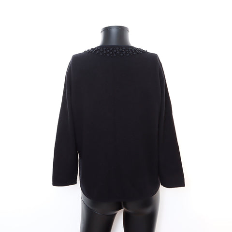 Céline en cachemire à manches courtes tricot m pull noir ws5232
