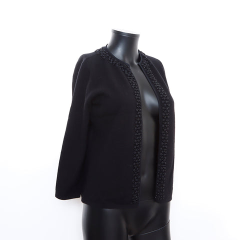 Céline en cachemire à manches courtes tricot m pull noir ws5232