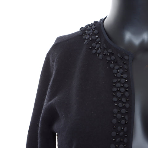 Céline en cachemire à manches courtes tricot m pull noir ws5232