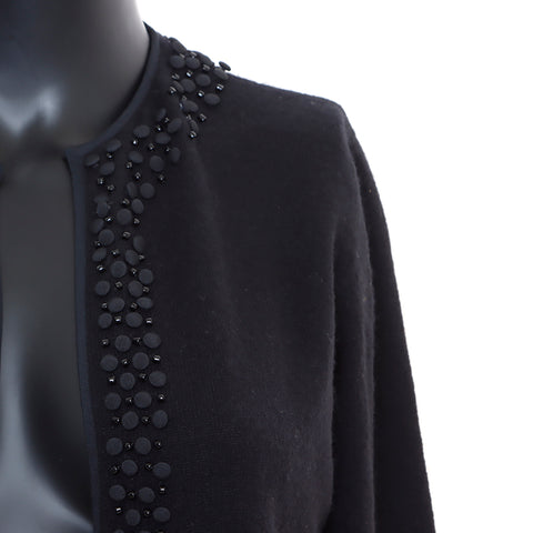 Céline en cachemire à manches courtes tricot m pull noir ws5232