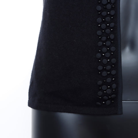 Céline en cachemire à manches courtes tricot m pull noir ws5232