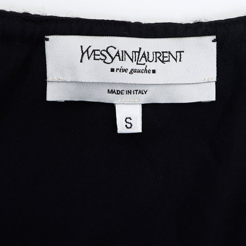 イヴ・サンローラン YVES SAINT LAURENT シルク フリンジ タンクトップ SizeS タンクトップ ブラック WS5242