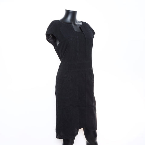 Chanel Coco Mark Button Short Sleeve Dress Black WS5248