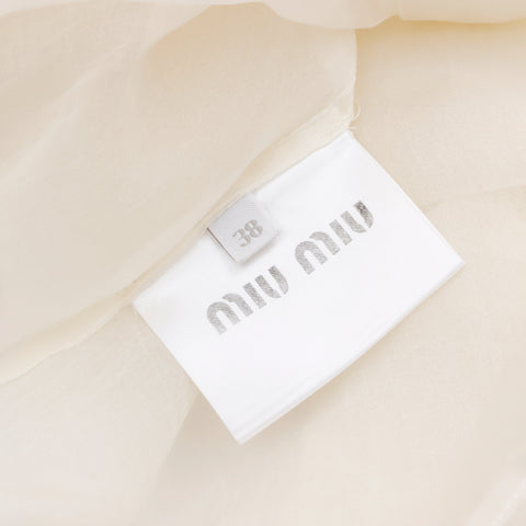 Miu Miu Rhinestone Mesh Long sleeve shirt beige WS5249