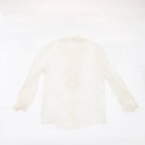 Miu Miu Rhinestone Mesh Long sleeve shirt beige WS5249