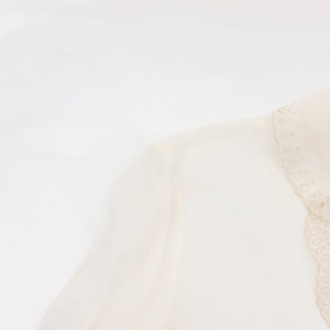 Miu Miu Rhinestone Mesh Long sleeve shirt beige WS5249