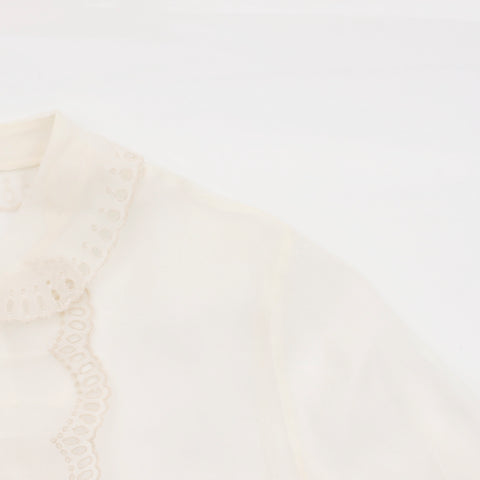Miu Miu Rhinestone Mesh Long sleeve shirt beige WS5249