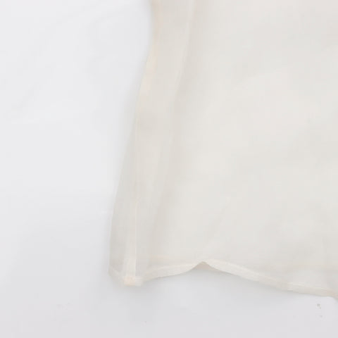 Miu Miu Rhinestone Mesh Long sleeve shirt beige WS5249