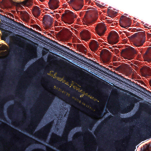 Salvatore Ferragamo Vara浮雕2Way手提包棕色WS5291