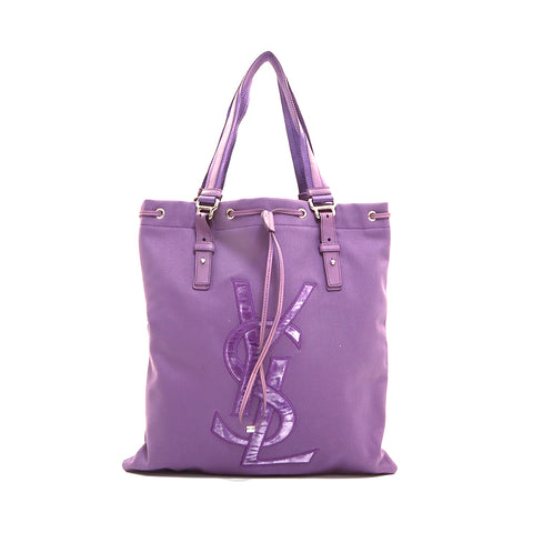 圣洛朗巴黎丝绒徽标手提袋紫色WS5297