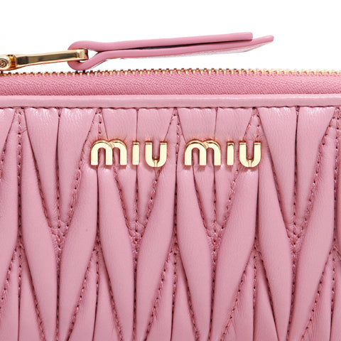 ミュウ ミュウ Miu Miu キーリング付き ミニポーチ コインケース ピンク WS5304