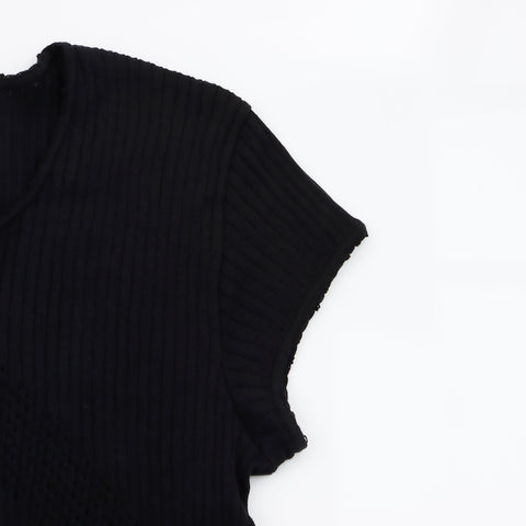 CHANEL 04P Knit Size:46 Short sleeve T-shirt Navy WS5327