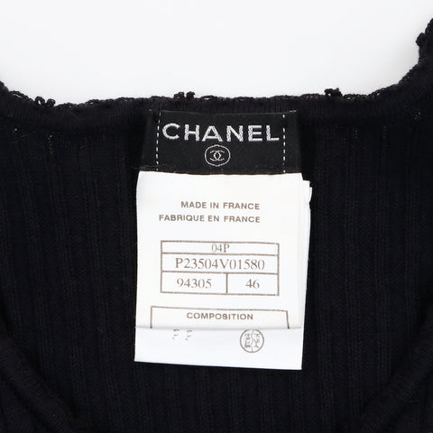 シャネル CHANEL 04P ニット Size:46 半袖Ｔシャツ ネイビー WS5327