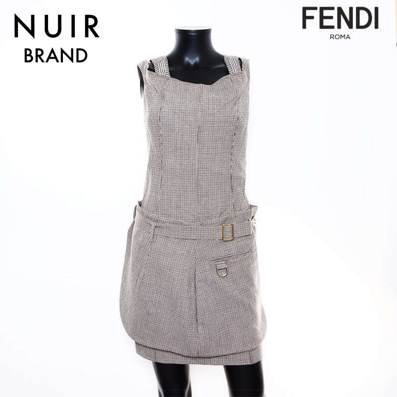 フェンディ FENDI セットアップ 千鳥柄 Size 38 ワンピース ブラウン