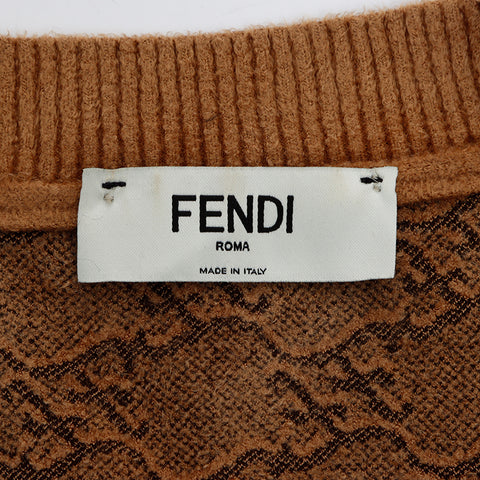 フェンディ FENDI ニット 総柄ロゴ Size 42 セットアップ ブラウン WS5344