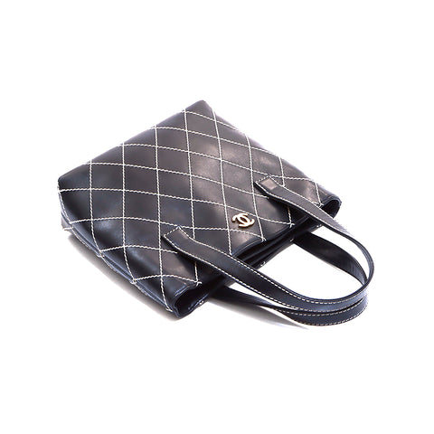 Chanel Chanel Nr. 7 Wildstich Leder Handtasche Schwarz WS5349