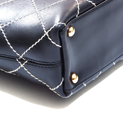 Chanel Chanel Nr. 7 Wildstich Leder Handtasche Schwarz WS5349