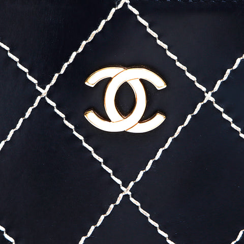 Chanel Chanel Nr. 7 Wildstich Leder Handtasche Schwarz WS5349