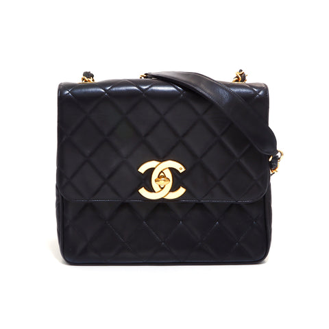 シャネル CHANEL マトラッセ デカココ 3番台 チェーン　ラムスキン ショルダーバッグ ブラック WS5360