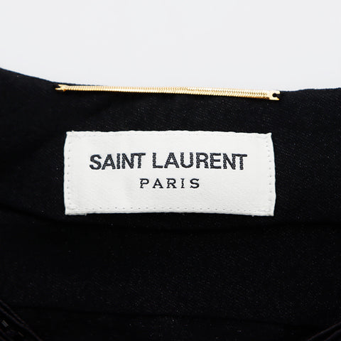 SAINT LAURENT PARIS Silk Bijoux Long Sleeve Size 38 Dress Black WS5372