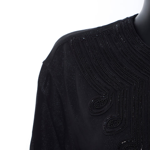 SAINT LAURENT PARIS Silk Bijoux Long Sleeve Size 38 Dress Black WS5372