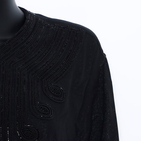 SAINT LAURENT PARIS Silk Bijoux Long Sleeve Size 38 Dress Black WS5372