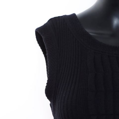 Chanel CHANEL Sleeveless Knit SIZE 34 Dress Black WS5373