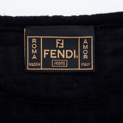 フェンディ FENDI ズッカ 総柄 Size:38 半袖Ｔシャツ ブラック WS5378